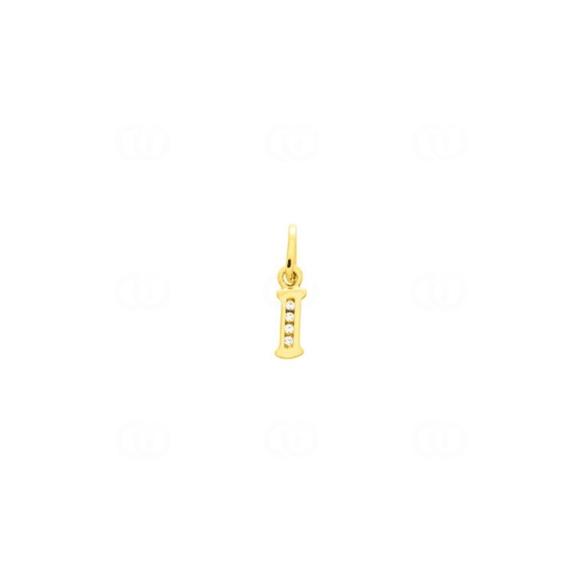 Pendentif or jaune 750/18 ct avec zircones, Lettre I Pendentif or jaune 750/18 ct avec zircones, Lettre I - 2960.1I