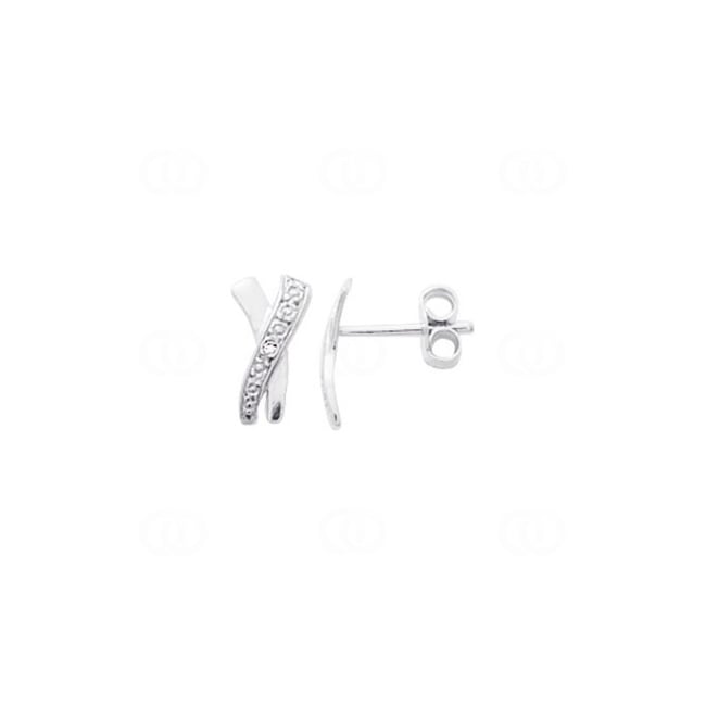 Clous d'oreilles or gris 750/18 ct avec diamants 0.01ct. H/p1 - 2.019.31