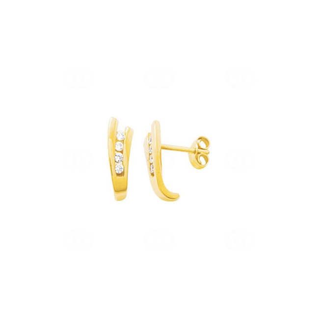 Clous d'oreilles or jaune 750/18 ct avec zircones trilogie - 2.035.Z0
