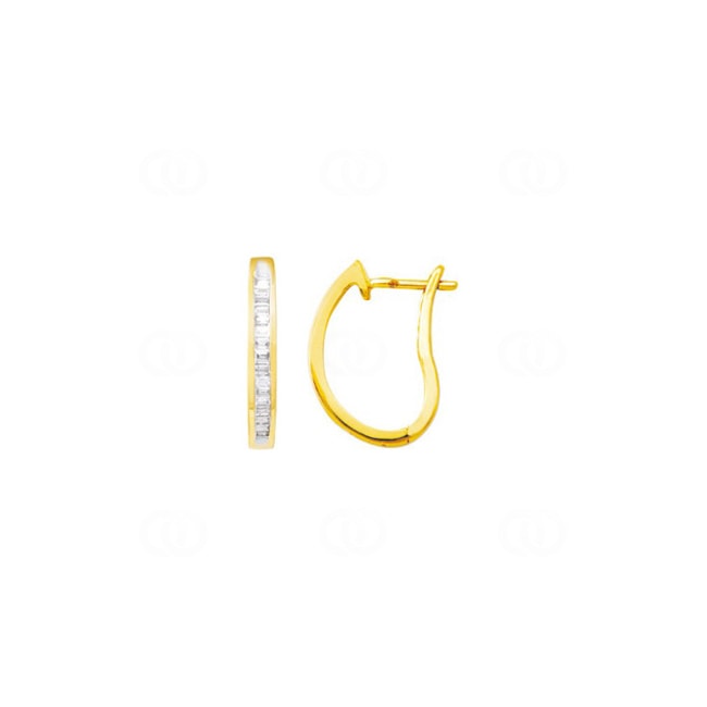 Créoles or jaune 750/18 ct avec diamants baguettes 0.25ct. H/si - 2.2068.20
