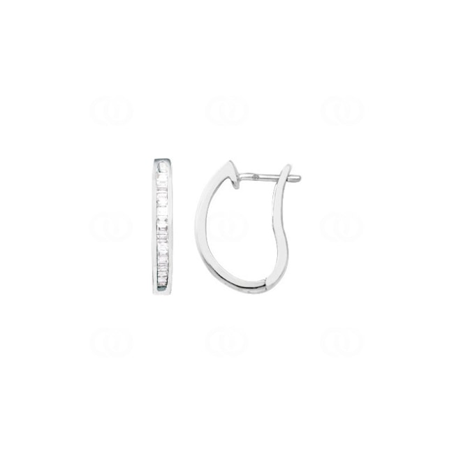 Créoles or gris 750/18 ct avec diamants baguettes 0.25ct. H/si - 2.2068.21