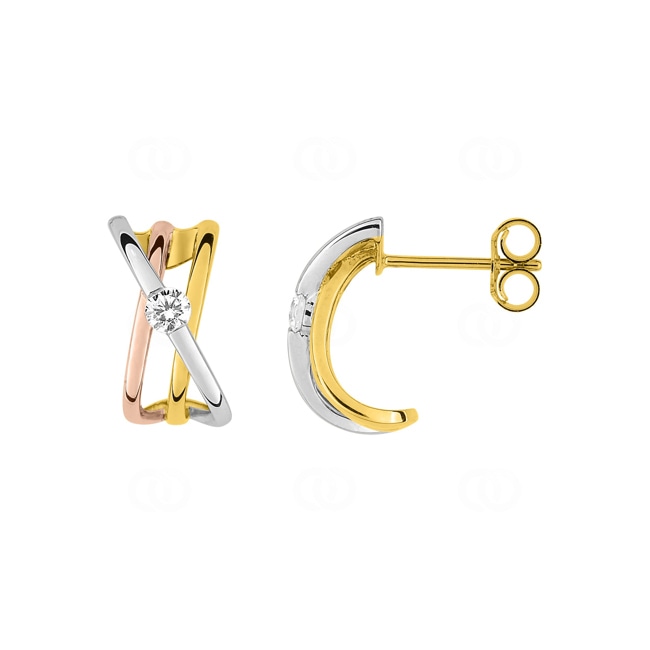 Boucles d'oreilles or tricolore 750/18 ct avec zircones - 2.7013.Z5