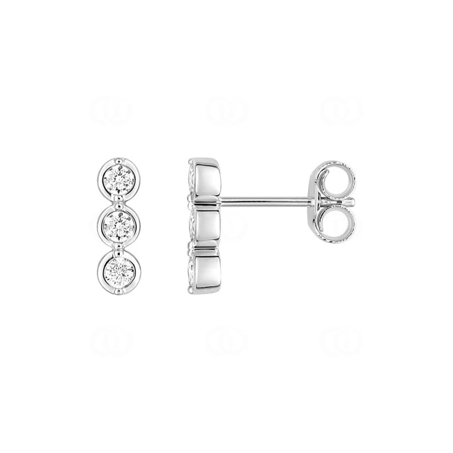 Clous d'oreilles or gris 750/18 ct avec zircones trilogie - 2.7042.Z1