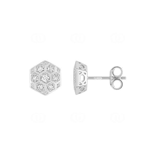 Stud Earrings 750/18 K White Gold with Diamonds 0.14ct. H/p1 - 2.7045.31