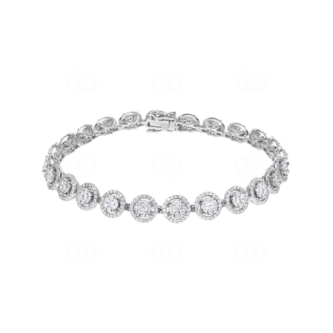 3.00 carats diamants bracelet rivière halo or gris 750/18 ct - AR-69562-WG