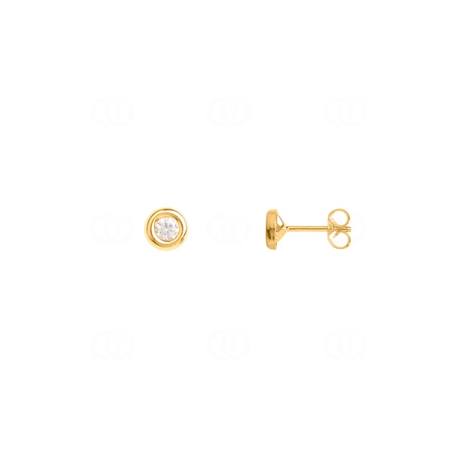 3.0mm Stud Earrings 375/9 K Yellow Gold with round Cubic Zirconia - 9K8036.3Z