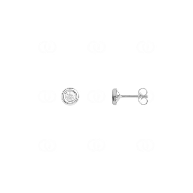 3.0mm Stud Earrings 375/9 K White Gold with round Cubic Zirconia - 9K80363GZ