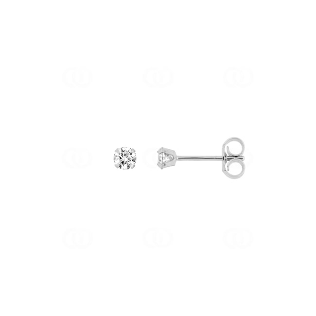 3.0mm Cubic Zirconia Stud Earrings 375/9 K White Gold - 29SG93GZ