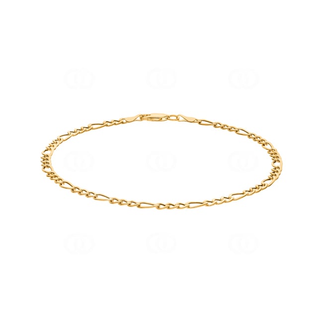 3.3mm Figaro Bracelet Semi Solid 750/18 K Yellow Gold - AR-F080-GG