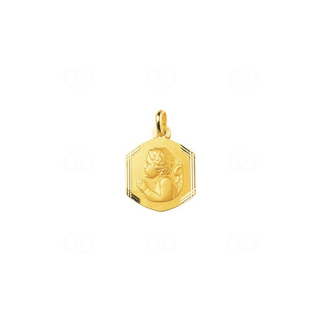 Pendant 750/18 K Yellow Gold Guardian Angel 15x16mm - 32616
