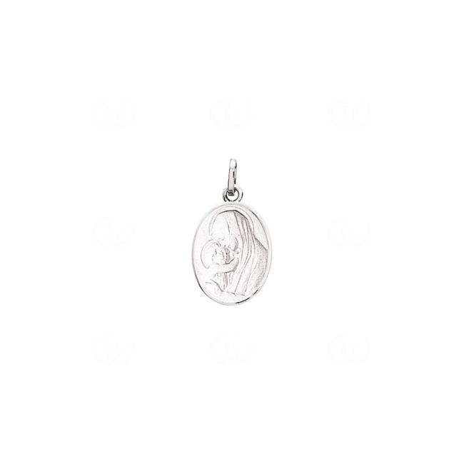 Pendentif or gris 750/18 ct Vierge à l'enfant 12x16mm - 35418G
