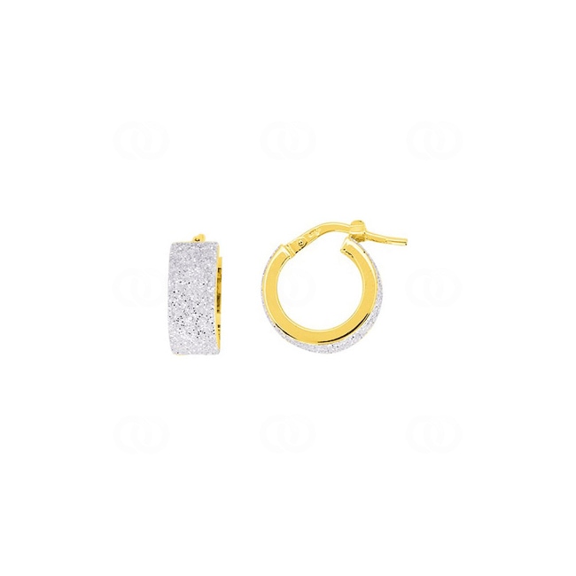 Hoop Earrings Diamondized 750/18 K Yellow Gold 6 x 2mm Ø 10mm - 3656G