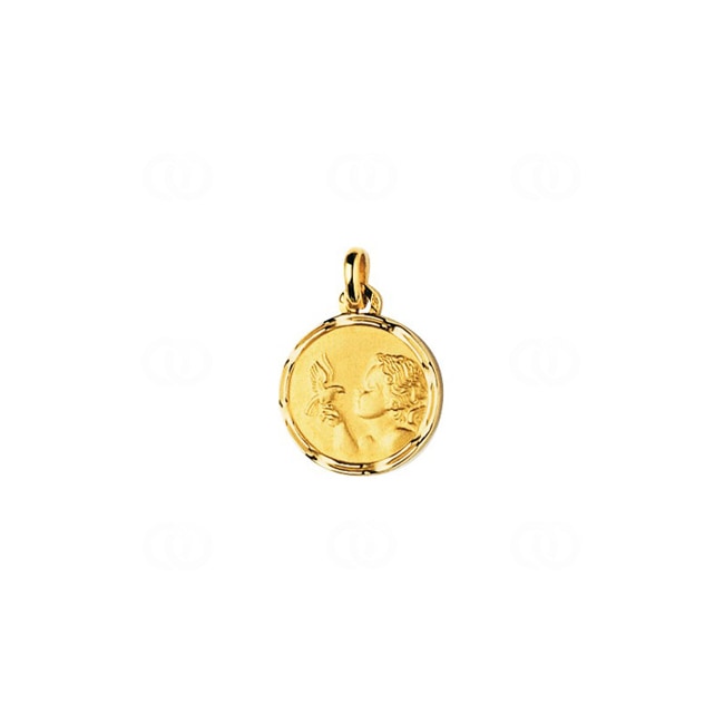 Pendant 750/18 K Yellow Gold Guardian Angel Ø 16mm - 37015