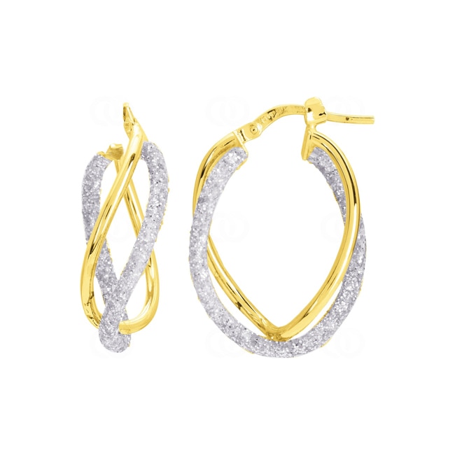 Hoop Earrings Diamondized 750/18 K Yellow Gold - 3750G