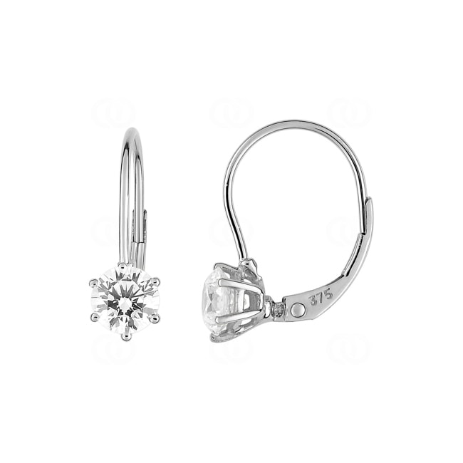 Earrings 750/18 K White Gold with Cubic Zirconia 6 Prongs - 38YF72GZ