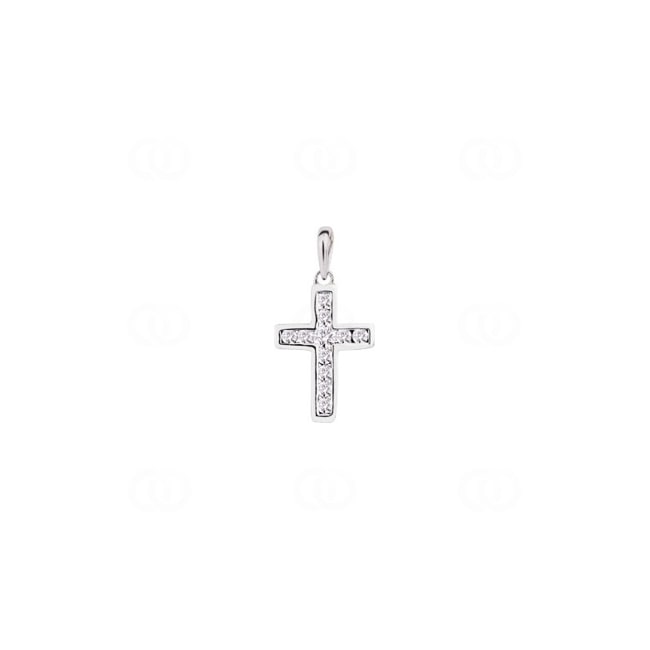 Anhänger 750/18 K Weissgold Kreuz mit Diamanten 0.10ct. H/si - 3.210.21