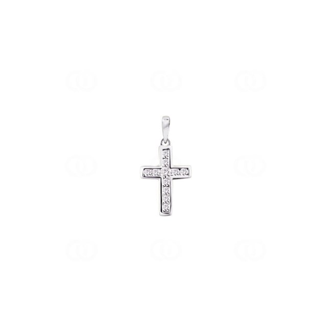 Anhänger 750/18 K Weissgold Kreuz mit Diamanten 0.20ct. H/si - 3.211.21