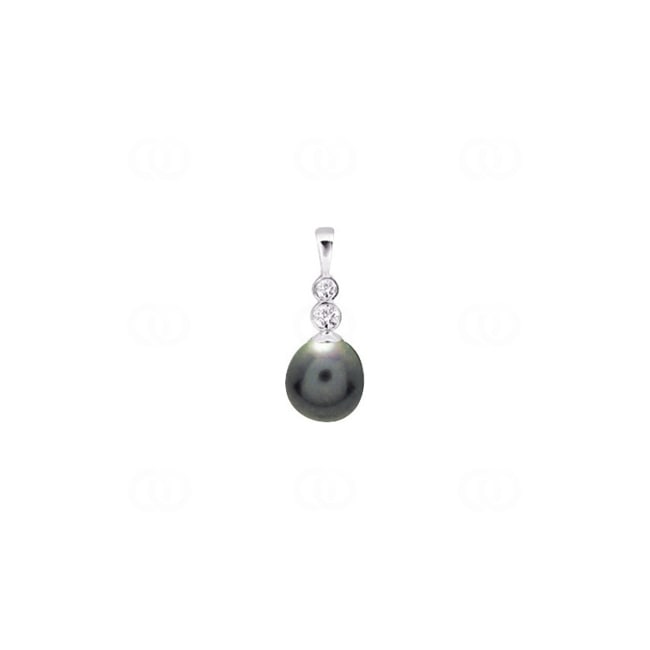 Pendant 750/18 K White Gold with Tahitian Pearl and Diamonds 0.04ct. - 3.283.Q1