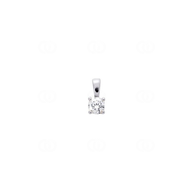 Pendentif solitaire or gris 750/18 ct avec zircone Ø 4.5mm - 3.3047.Z1