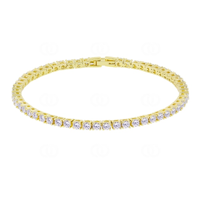 3mm Bracelet Tennis plaqué or jaune avec zircones - AR0001-G-3MM