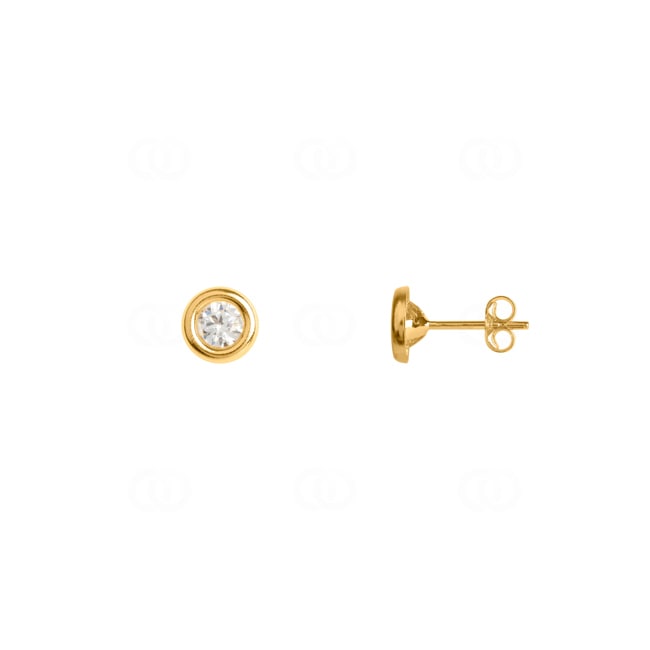 4.0mm Stud Earrings 375/9 K Yellow Gold with round Cubic Zirconia - 9K8036.4Z
