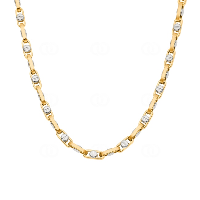 4.4mm Chaîne fantaisie or bicolore 750/18 ct semi-massif - KE-0085-GW