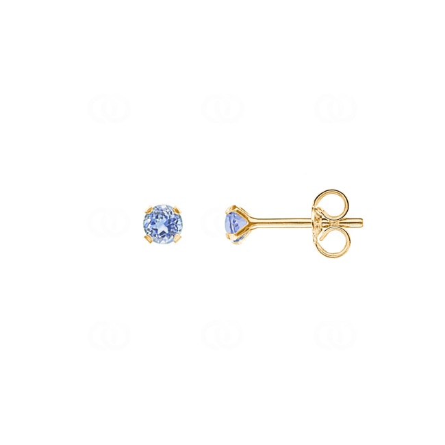 4mm Topaze bleue clous d'oreilles or jaune 375/9 ct - 9K8035.4T