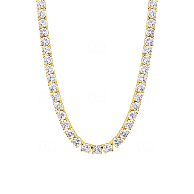 4mm Tenniscollier Gelb vergoldet mit Zirkonia - KE0001-G-4MM