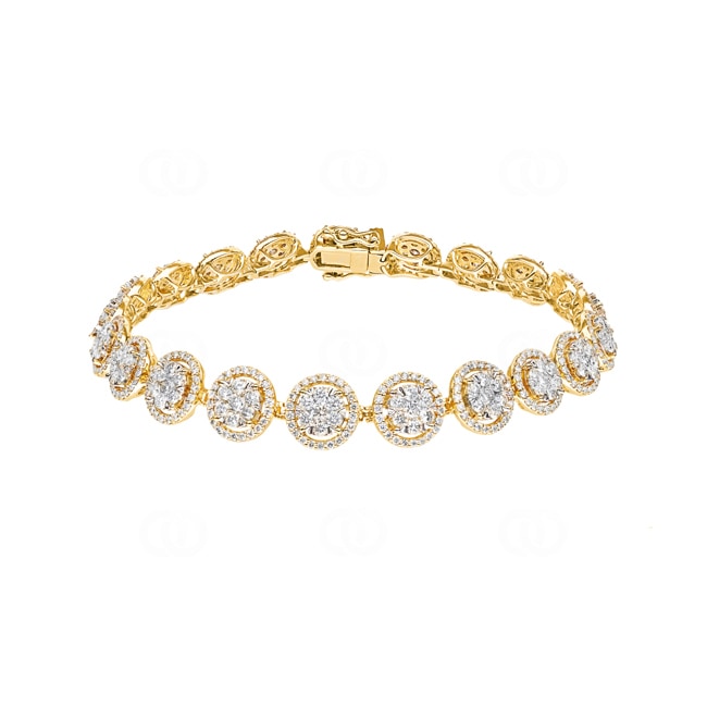 5.00 Karat Diamanten Halo Tennisarmband 750/18 K Gelbgold - AR-69566-GG