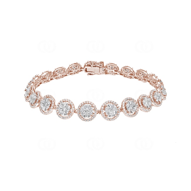 5.00 Karat Diamanten Halo Tennisarmband 750/18 K Roségold - AR-69566-RG
