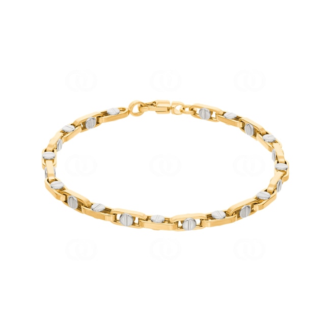 4.4mm Fantasiearmband 750/18 K Gelb-/ Weissgold halbmassiv - AR-0085-GW