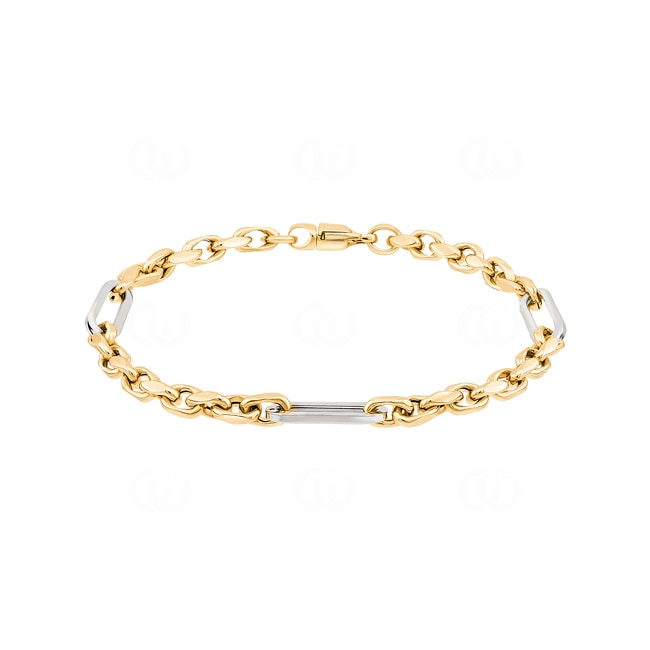 5.5mm Bracelet fantaisie or bicolore 750/18 ct semi-massif 5.5mm Bracelet fantaisie or bicolore 750/18 ct semi-massif - AR-0179-GG
