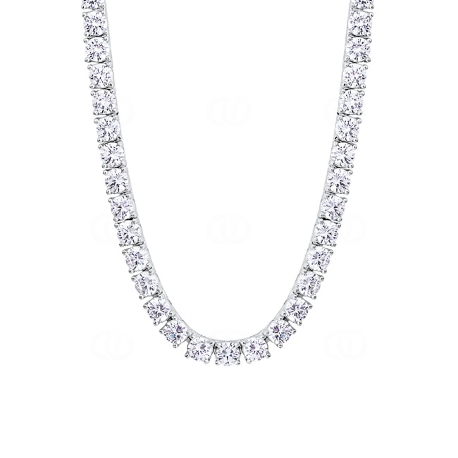 5mm Tennis Necklace White Gold plated with Cubic Zirconia - KE0001-S-5MM