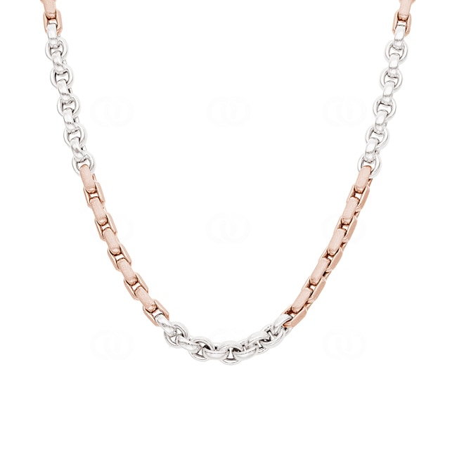 6.0mm Collier 750/18 K Weiss-/ Roségold Handarbeit - 45cm - CGO503045