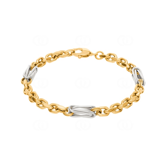 6.0mm Fantasy Bracelet Semi Solid 750/18 K Yellow and White Gold - AR-0503-GW