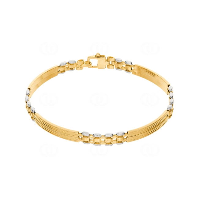 6.0mm Fantasiearmband 750/18 K Gelb-/ Weissgold halbmassiv - AR-1528-GW