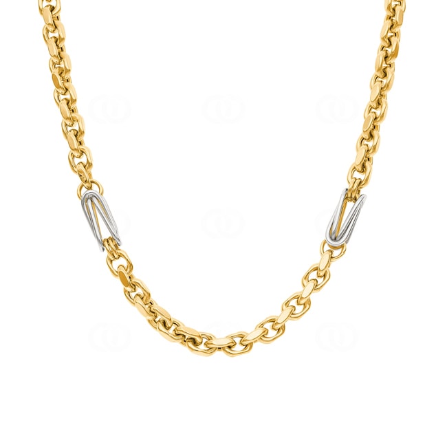 6.0mm Fantasy Chain Semi Solid 750/18 K Yellow and White Gold - KE-0503-GW