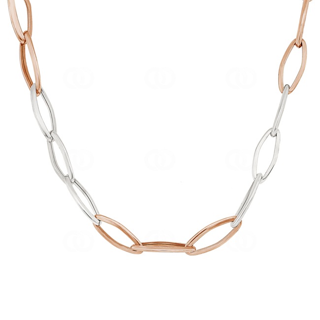 6.4mm Fantasy Chain Semi Solid 750/18 K White and Red Gold 45cm - 373574101/45