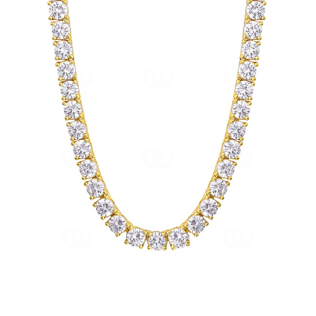 6mm Collier Tennis plaqué or jaune avec zircones 6mm Collier Tennis plaqué or jaune avec zircones - KE0001-G-6MM