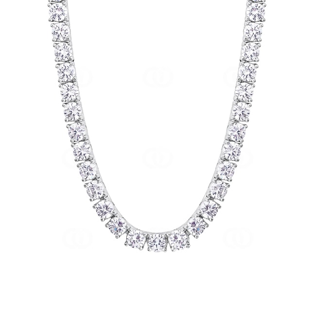 6mm Collier Tennis plaqué or gris avec zircones - KE0001-S-6MM