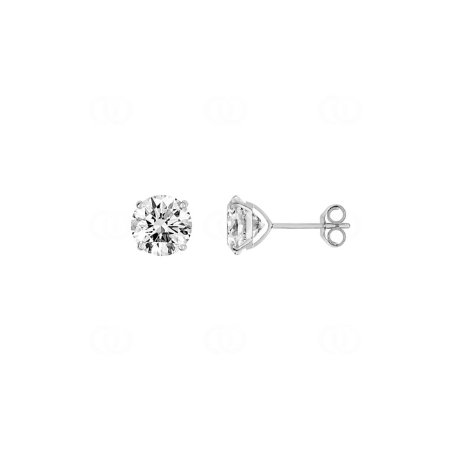 7.0mm Cubic Zirconia Stud Earrings 375/9 K White Gold - 29SO18GZ