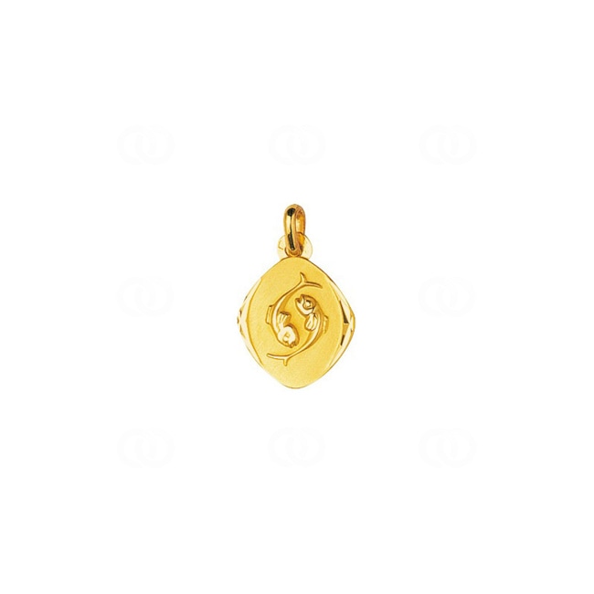 Pendentif or jaune 750/18 ct 13x15mm, Signe du zodiaque Poissons - 73254