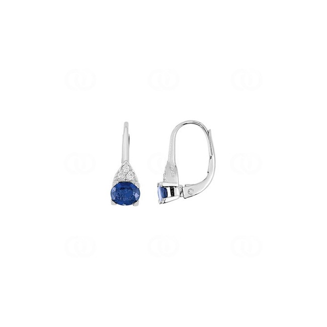 Earrings 750/18 K White Gold with Sapphire 0.90ct. and Diamonds 0.06ct. - 7VF312GSB