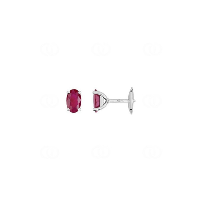 Stud Earrings 750/18 K White Gold with oval Ruby - 7VN256GR
