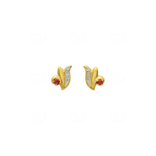 Stud Earrings 750/18 K Yellow Gold with Ruby - 8304R