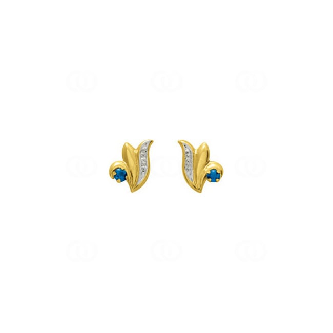Stud Earrings 750/18 K Yellow Gold with Sapphire - 8304S