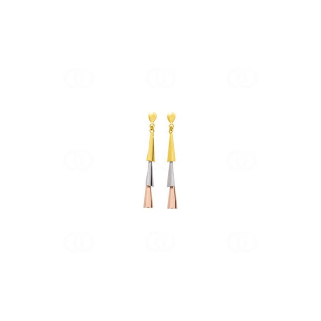 Boucles d'oreilles pendantes or tricolore 750/18 ct - 8323G