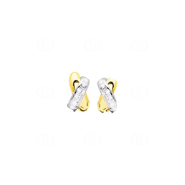 Boucles d'oreilles or bicolore 750/18 ct avec zircones - 8548GZ