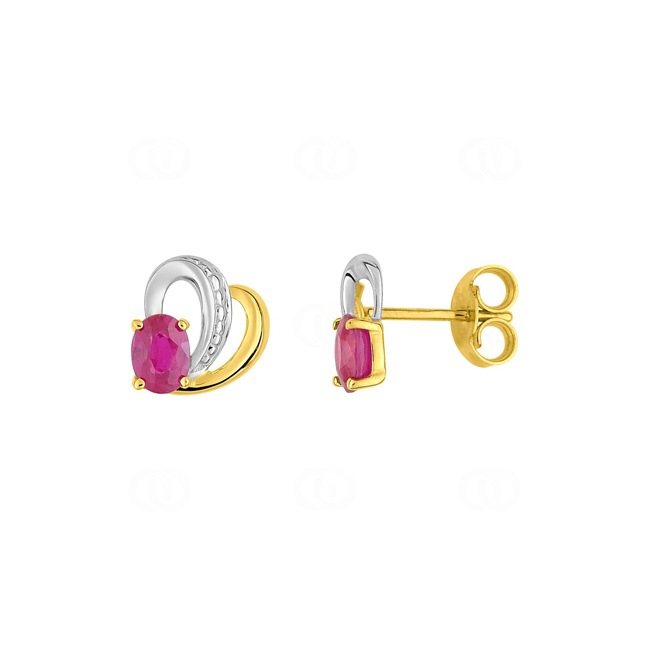Stud Earrings 750/18 K Yellow Gold with Ruby - 8JF10BR
