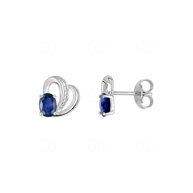 Stud Earrings 750/18 K White Gold with Sapphire - 8JF10GS